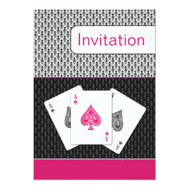 Three Aces Pink Vegas Wedding Invitations 